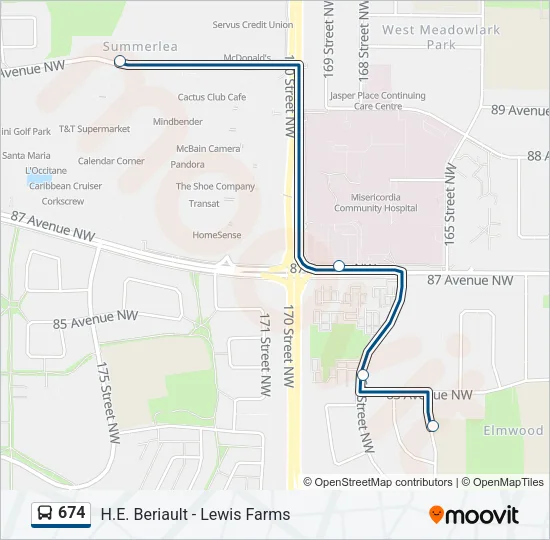 674 Bus Line Map