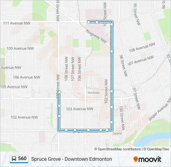 Plan de la ligne 560 de bus