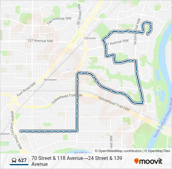 627 Route: Schedules, Stops & Maps - 70 Street & 118 Avenue‎→24 Street ...