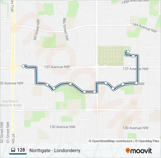 128 Bus Line Map