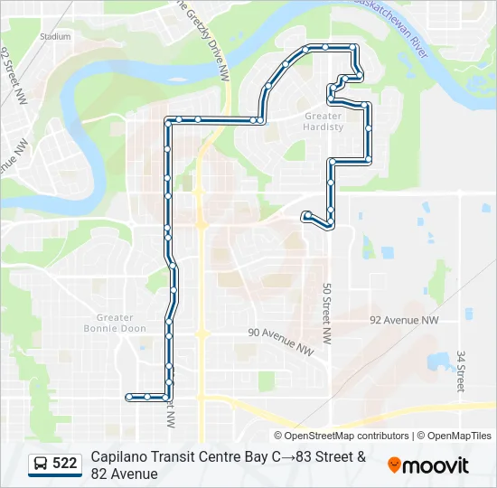 522 Bus Line Map