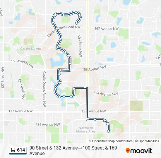 614 Route: Schedules, Stops & Maps - 90 Street & 132 Avenue‎→100 Street ...