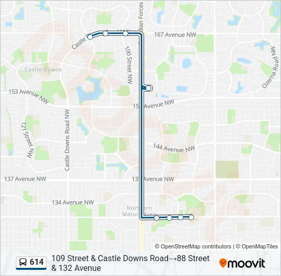 614 Bus Line Map