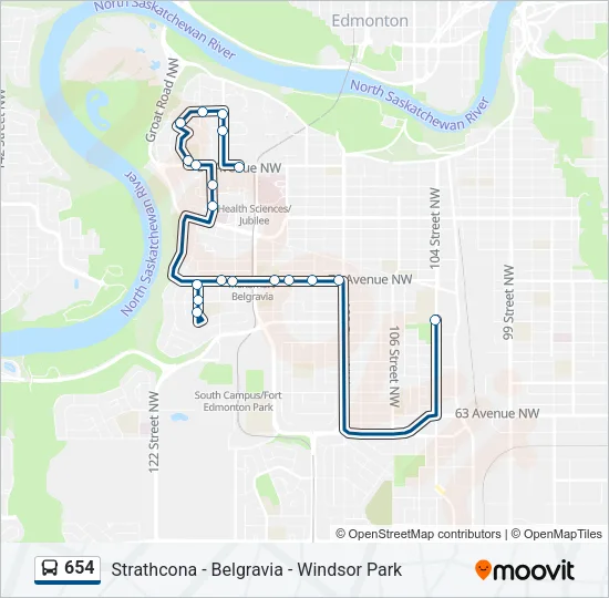 654 Bus Line Map