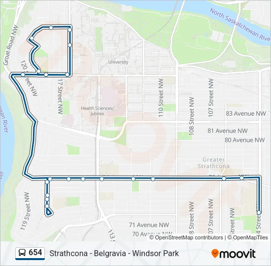 654 Bus Line Map