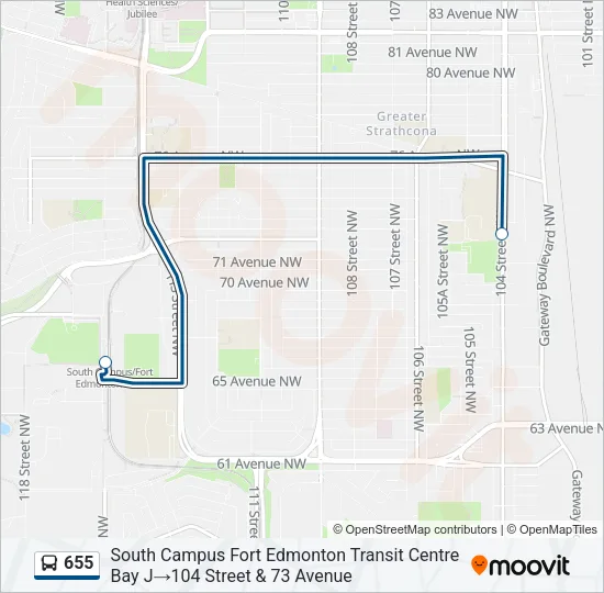 655 Bus Line Map