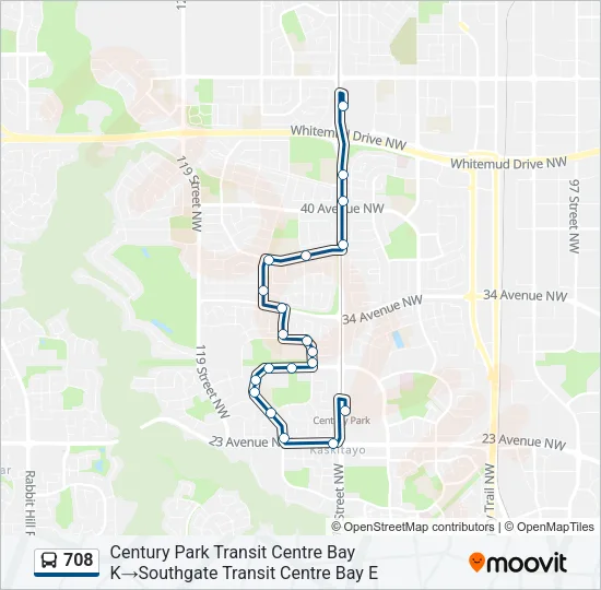 708 Bus Line Map