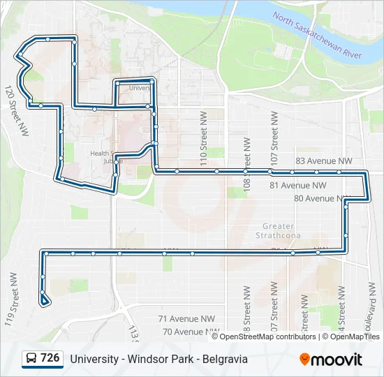 Plan de la ligne 726 de bus