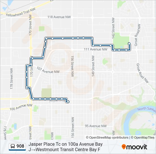 908 Bus Line Map