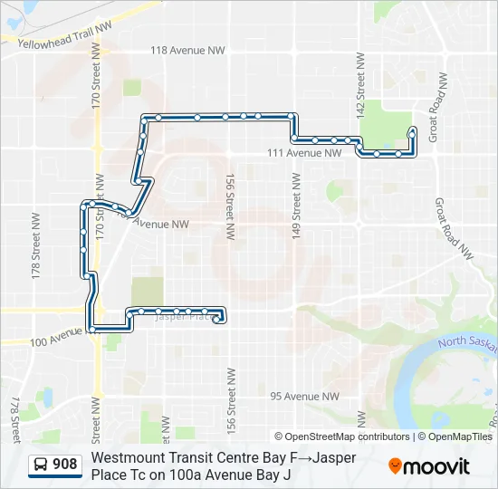 908 Bus Line Map