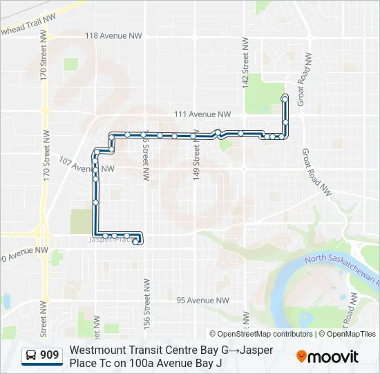 909 Bus Line Map