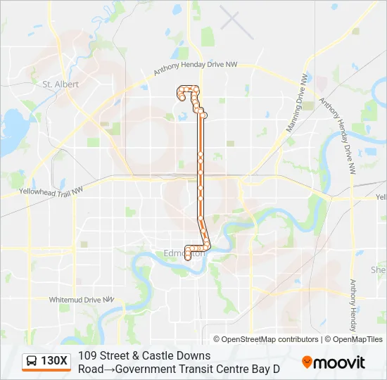 130X Bus Line Map