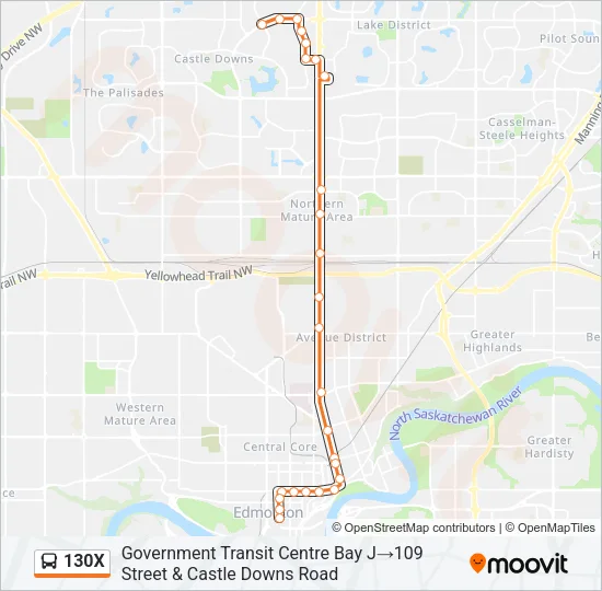 130X Bus Line Map