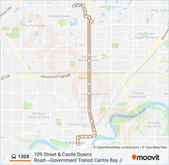 130X Bus Line Map