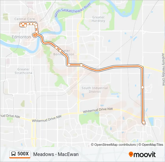 500X Bus Line Map