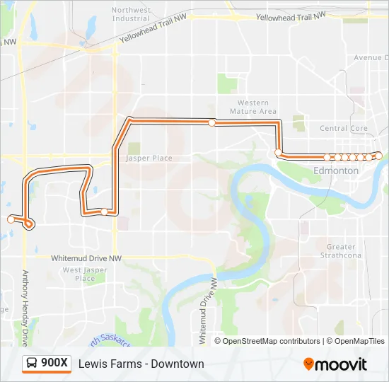 900X Bus Line Map