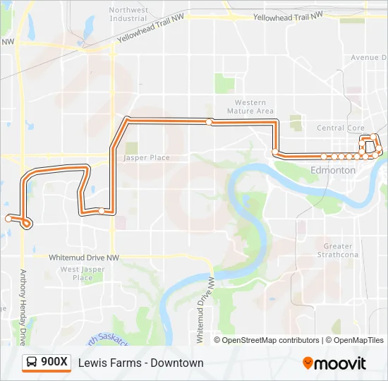 900X Bus Line Map