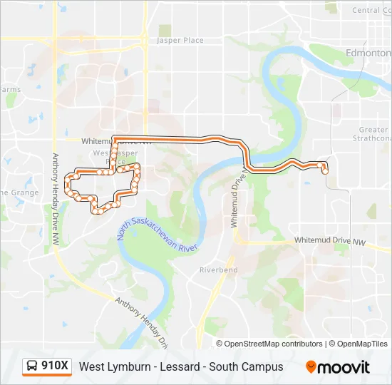 910X Bus Line Map
