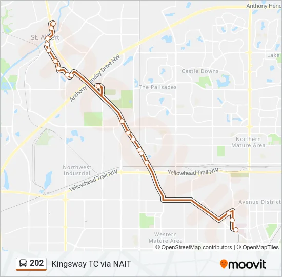Plan de la ligne 202 de bus