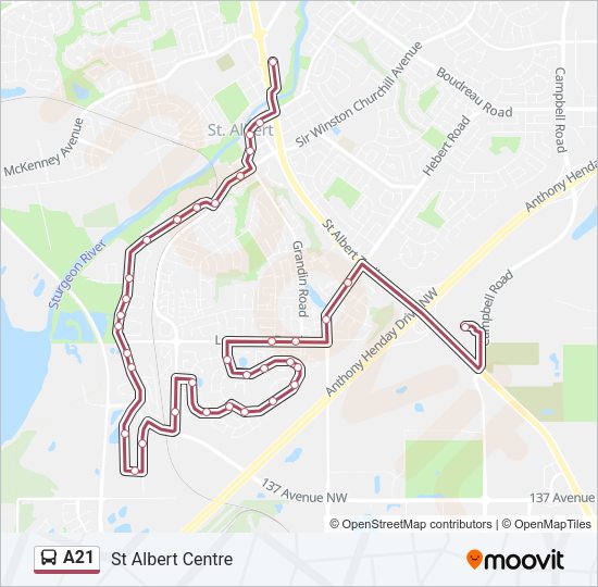 A21 Bus Line Map