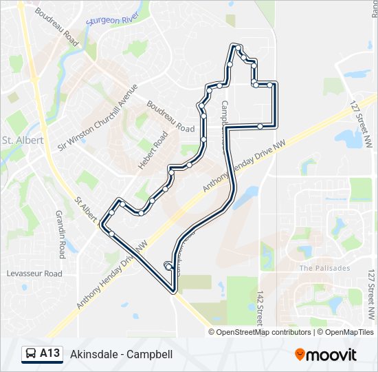 A13 Bus Line Map