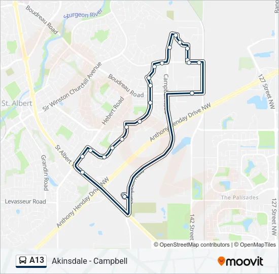 A13 Bus Line Map