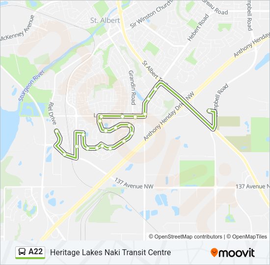 A22 Bus Line Map
