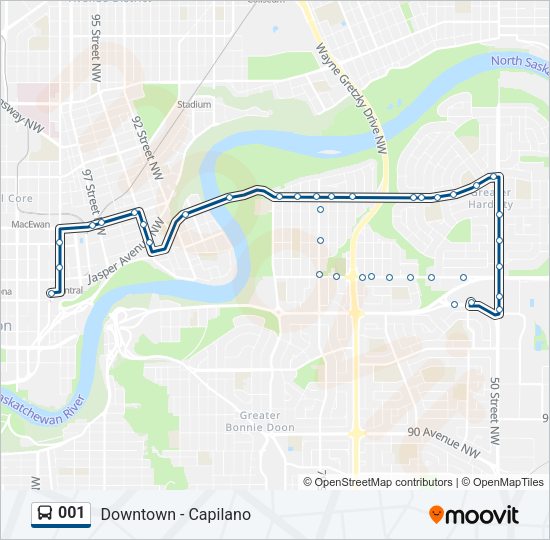 001 bus Line Map