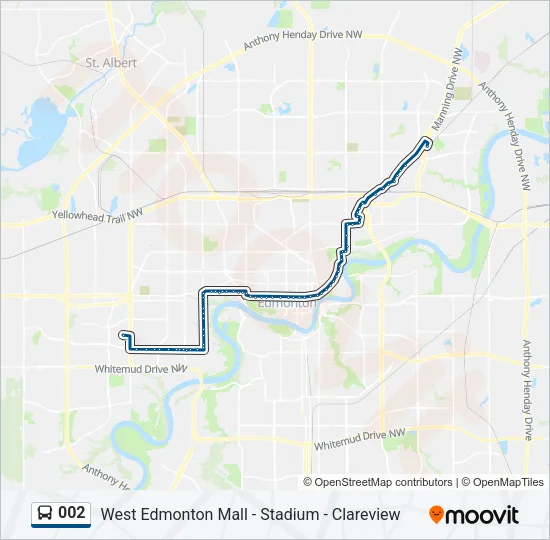 Plan de la ligne 002 de bus