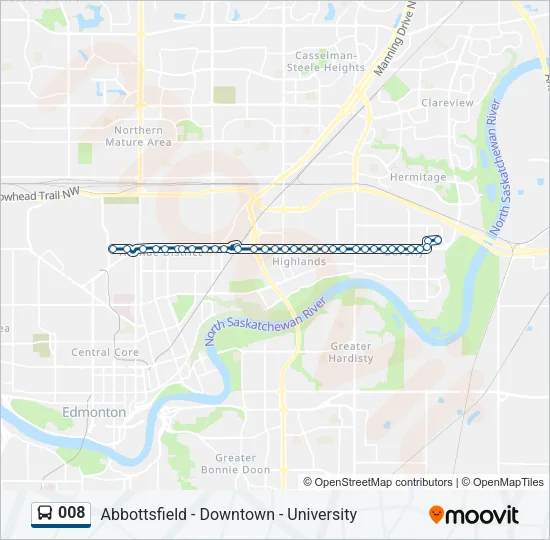 Plan de la ligne 008 de bus