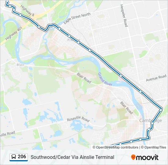 206 Bus Line Map
