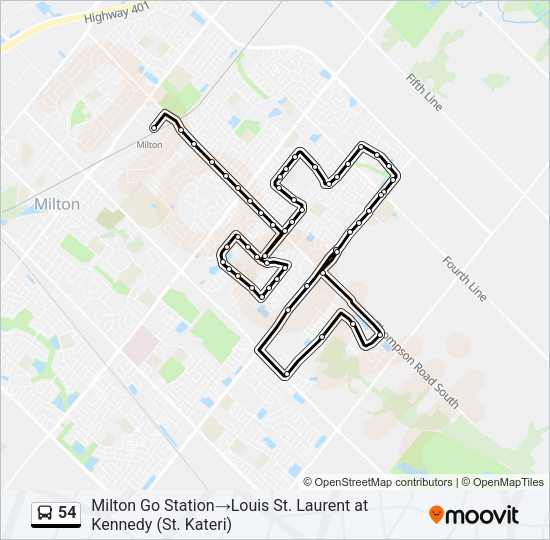 54 bus Line Map