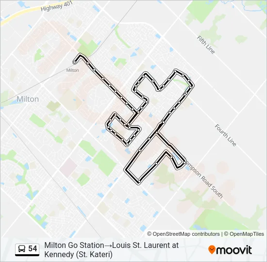 54 Bus Line Map