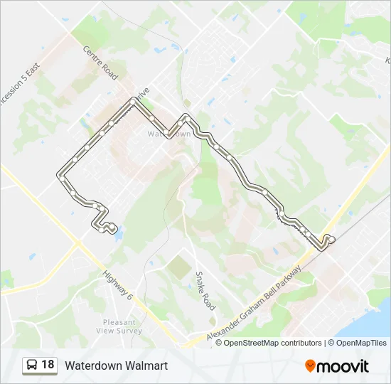 Plan de la ligne 18 de bus