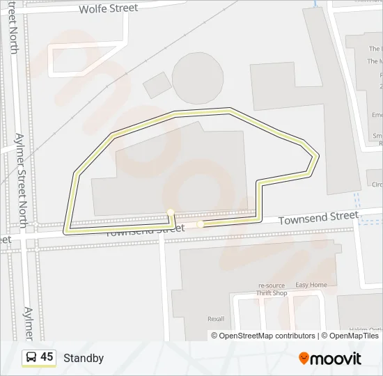 Plan de la ligne 45 de bus
