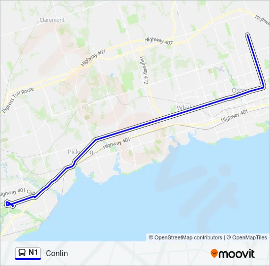 N1 Bus Line Map