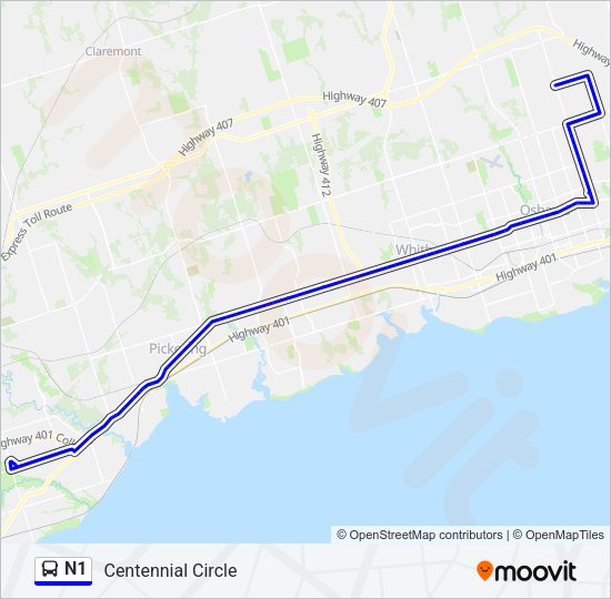 N1 Bus Line Map