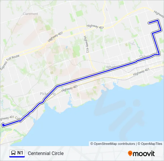N1 Bus Line Map