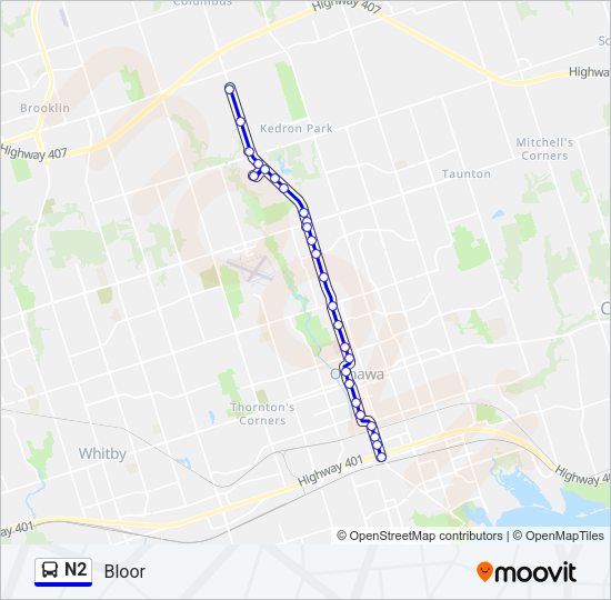 N2 Bus Line Map