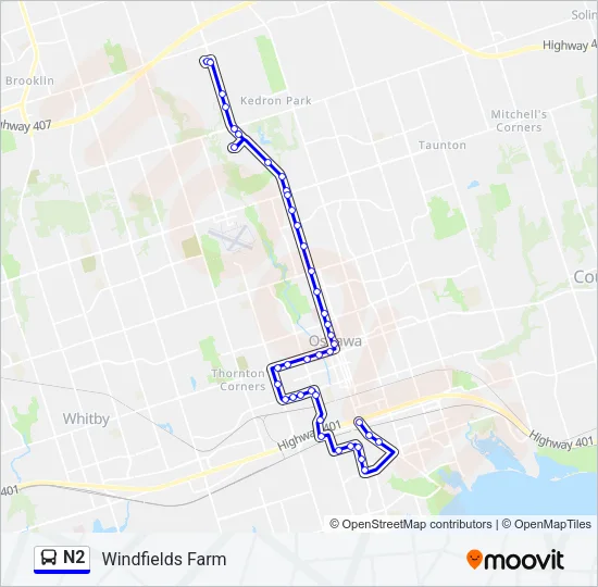 N2 Bus Line Map