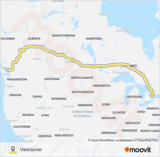 VIA RAIL Train Line Map