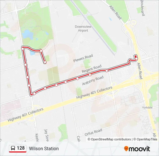 128 Bus Line Map
