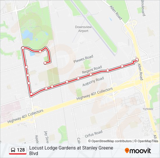 128 Bus Line Map