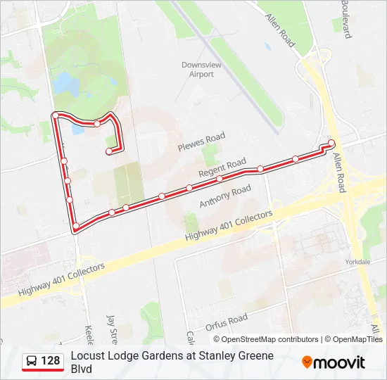 128 Bus Line Map