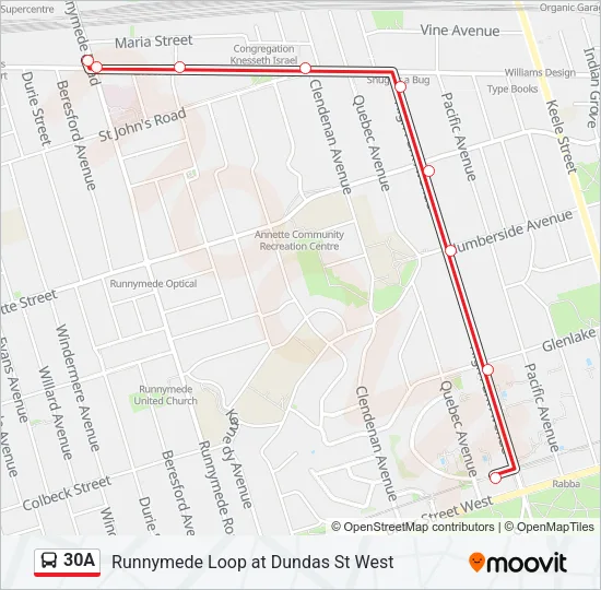 30A Bus Line Map