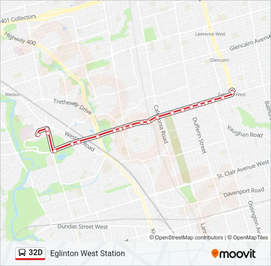 32D Bus Line Map