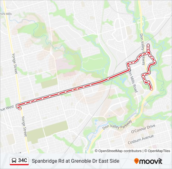 34C Bus Line Map