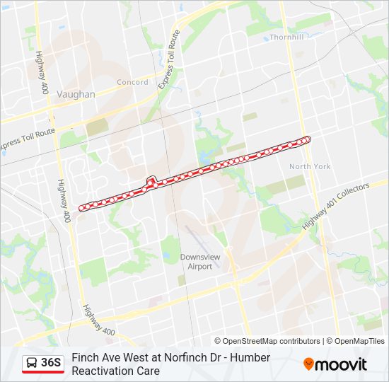 36S Bus Line Map