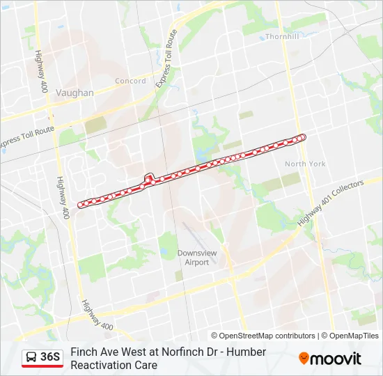 36S Bus Line Map