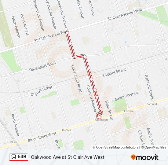 63B bus Line Map